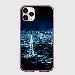 Чехол iPhone 11 Pro матовый Ночной город night city, цвет: 3D-фиолетовый
