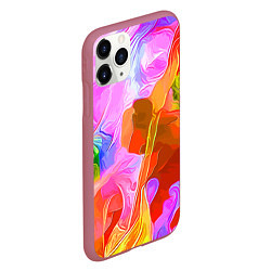 Чехол iPhone 11 Pro матовый Красочный цветочный паттерн Весна - Лето 2025 Colo, цвет: 3D-малиновый — фото 2