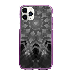 Чехол iPhone 11 Pro матовый Серый геометрический орнамент-калейдоскоп, цвет: 3D-фиолетовый