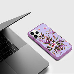 Чехол iPhone 11 Pro матовый Цветы Вересковый Сад, цвет: 3D-фиолетовый — фото 2