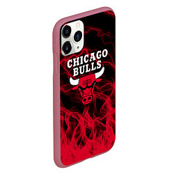 Чехол iPhone 11 Pro матовый CHICAGO BULLS ЧИКАГО БУЛЛС МОЛНИИ, цвет: 3D-малиновый — фото 2