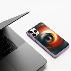 Чехол iPhone 11 Pro матовый Цветные круги - Black hole, цвет: 3D-сиреневый — фото 2