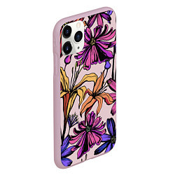 Чехол iPhone 11 Pro матовый Цветы Разноцветные, цвет: 3D-розовый — фото 2