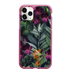 Чехол iPhone 11 Pro матовый Цветы Ночные, цвет: 3D-малиновый