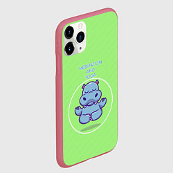 Чехол iPhone 11 Pro матовый Бегемотик медитирует, цвет: 3D-малиновый — фото 2