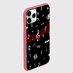 Чехол iPhone 11 Pro матовый Нотные Знаки с Нотным Станом, цвет: 3D-малиновый — фото 2