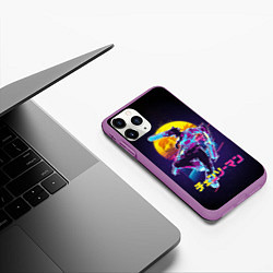 Чехол iPhone 11 Pro матовый CHAINSAW MAN on the background of the moon, цвет: 3D-фиолетовый — фото 2