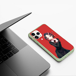 Чехол iPhone 11 Pro матовый Сердечко Кагуи, цвет: 3D-салатовый — фото 2