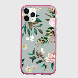 Чехол iPhone 11 Pro матовый Цветы Цветочный Букет, цвет: 3D-малиновый