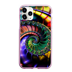 Чехол iPhone 11 Pro матовый Красочная фрактальная спираль Colorful fractal spi, цвет: 3D-розовый