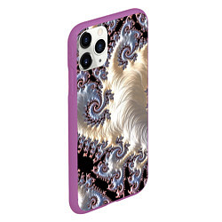 Чехол iPhone 11 Pro матовый Авангардный фрактальный паттерн Avant-garde fracta, цвет: 3D-фиолетовый — фото 2