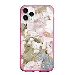 Чехол iPhone 11 Pro матовый Цветы Английский Садовый Узор, цвет: 3D-малиновый