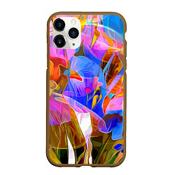 Чехол iPhone 11 Pro матовый Красочный цветочный паттерн Лето Colorful floral p, цвет: 3D-коричневый