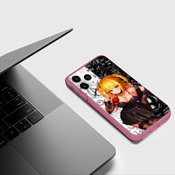 Чехол iPhone 11 Pro матовый Миса с яблоком Тетрадь смерти, цвет: 3D-малиновый — фото 2