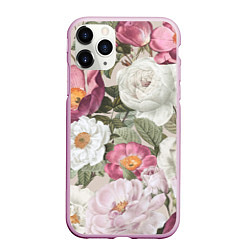 Чехол iPhone 11 Pro матовый Цветы Розовый Сад Пион и Роз, цвет: 3D-розовый