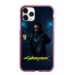 Чехол iPhone 11 Pro матовый Johnny Cyberpunk2077, цвет: 3D-малиновый