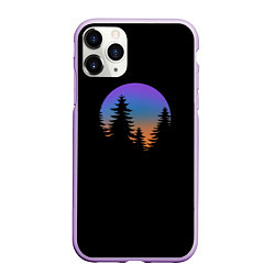 Чехол iPhone 11 Pro матовый Лес в ночной тишине, цвет: 3D-сиреневый