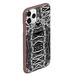 Чехол iPhone 11 Pro матовый Черно-белый этнический орнамент, цвет: 3D-коричневый — фото 2
