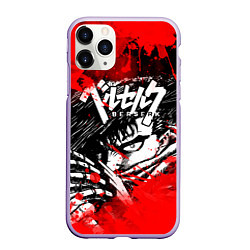 Чехол iPhone 11 Pro матовый БЕРСЕРК - BERSERK БРЫЗГИ, цвет: 3D-светло-сиреневый