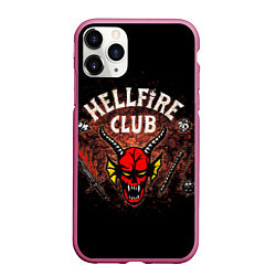Чехол iPhone 11 Pro матовый Hellfire club, цвет: 3D-малиновый