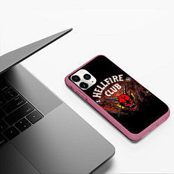 Чехол iPhone 11 Pro матовый Hellfire club, цвет: 3D-малиновый — фото 2