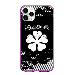 Чехол iPhone 11 Pro матовый Белый логотип black clover чёрный клевер, цвет: 3D-фиолетовый