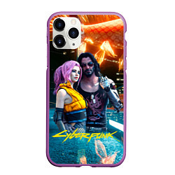 Чехол iPhone 11 Pro матовый Cyberpunk2077 Johnny Vi girl, цвет: 3D-фиолетовый