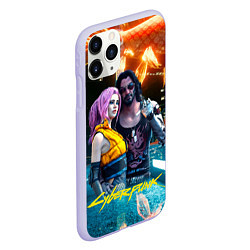 Чехол iPhone 11 Pro матовый Cyberpunk2077 Johnny Vi girl, цвет: 3D-светло-сиреневый — фото 2