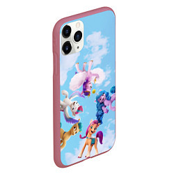 Чехол iPhone 11 Pro матовый My Little Pony летают в облаках, цвет: 3D-малиновый — фото 2