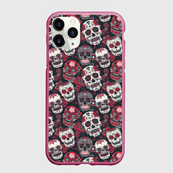 Чехол iPhone 11 Pro матовый День мертвых Черепа Мексика, цвет: 3D-малиновый