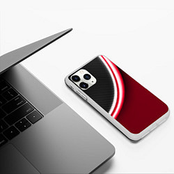 Чехол iPhone 11 Pro матовый Перфорация - красный неон, цвет: 3D-белый — фото 2