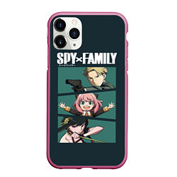 Чехол iPhone 11 Pro матовый SPY X FAMILY СЕМЬЯ ШПИОНА ЛОЙД, АНЯ, ЙОР, цвет: 3D-малиновый