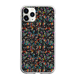 Чехол iPhone 11 Pro матовый Разноцветная абстракция Black