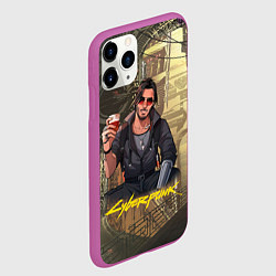 Чехол iPhone 11 Pro матовый Джонни киберпанк, цвет: 3D-фиолетовый — фото 2