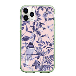Чехол iPhone 11 Pro матовый Цветы Флизелиновые Тропики, цвет: 3D-салатовый