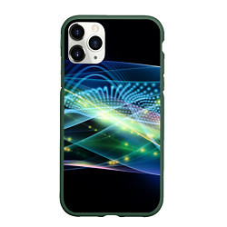 Чехол iPhone 11 Pro матовый Неоновые блуждающие огни Абстракция Neon Wandering, цвет: 3D-темно-зеленый