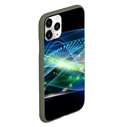 Чехол iPhone 11 Pro матовый Неоновые блуждающие огни Абстракция Neon Wandering, цвет: 3D-темно-зеленый — фото 2