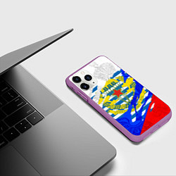 Чехол iPhone 11 Pro матовый РОССИЙСКИЙ ТРИКОЛОР - ФОРМА ВДВ РАЗРЫВ, цвет: 3D-фиолетовый — фото 2