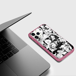 Чехол iPhone 11 Pro матовый Клинок рассекающий демонов паттерн, цвет: 3D-малиновый — фото 2