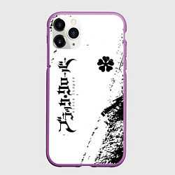 Чехол iPhone 11 Pro матовый Black clover чёрный клевер вертикальная надпись, цвет: 3D-фиолетовый