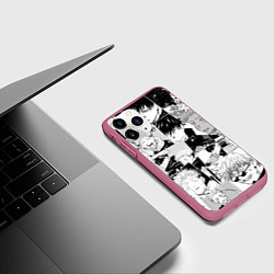 Чехол iPhone 11 Pro матовый Магическая битва паттерн, цвет: 3D-малиновый — фото 2