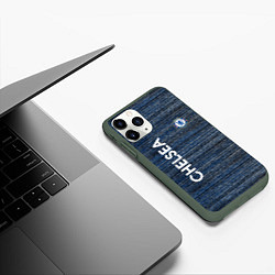 Чехол iPhone 11 Pro матовый CHELSEA F C ЧЕЛСИ ШУМ ПОЛОС ТЕКСТУРА, цвет: 3D-темно-зеленый — фото 2