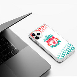 Чехол iPhone 11 Pro матовый Liverpool соты, цвет: 3D-белый — фото 2