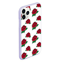 Чехол iPhone 11 Pro матовый Цветы Красные Розы На Белом Фоне, цвет: 3D-светло-сиреневый — фото 2
