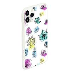 Чехол iPhone 11 Pro матовый Абстрактные цветы на акварельном фоне, цвет: 3D-белый — фото 2