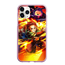 Чехол iPhone 11 Pro матовый Клинок, рассекающий демонов Demon Slayer, цвет: 3D-розовый