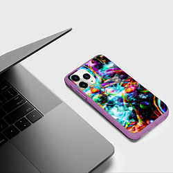 Чехол iPhone 11 Pro матовый Красочный космос, цвет: 3D-фиолетовый — фото 2