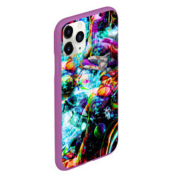 Чехол iPhone 11 Pro матовый Красочный космос, цвет: 3D-фиолетовый — фото 2