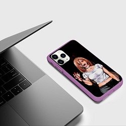 Чехол iPhone 11 Pro матовый ПАУЭР ИЗ ЧЕЛОВЕК БЕНЗОПИЛА CHAINSAW MAN, цвет: 3D-фиолетовый — фото 2