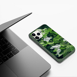 Чехол iPhone 11 Pro матовый Camouflage Pattern Камуфляж Паттерн, цвет: 3D-темно-зеленый — фото 2